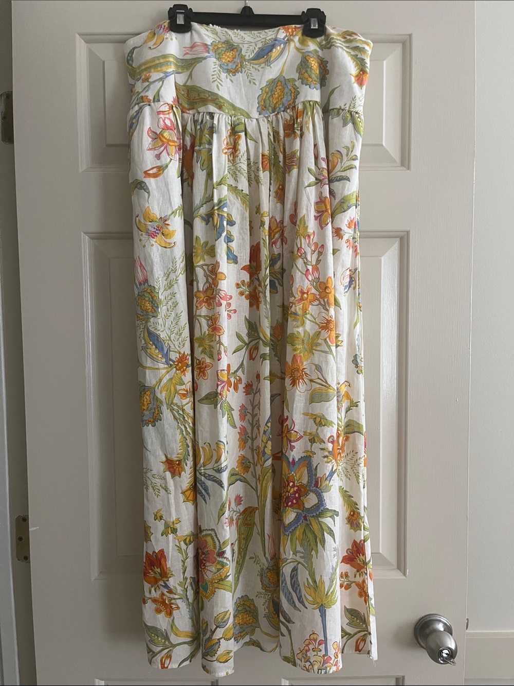 Maxi Skirt, linen, with botanical print